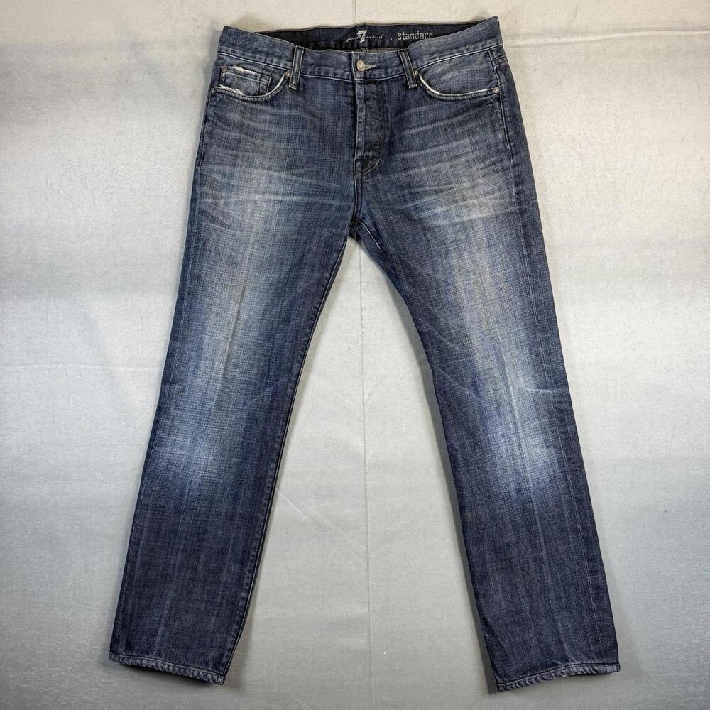 7 For All Mankind Standard Jeans Mens 34x29 Blue Med Wash Straight Leg Denim USA
